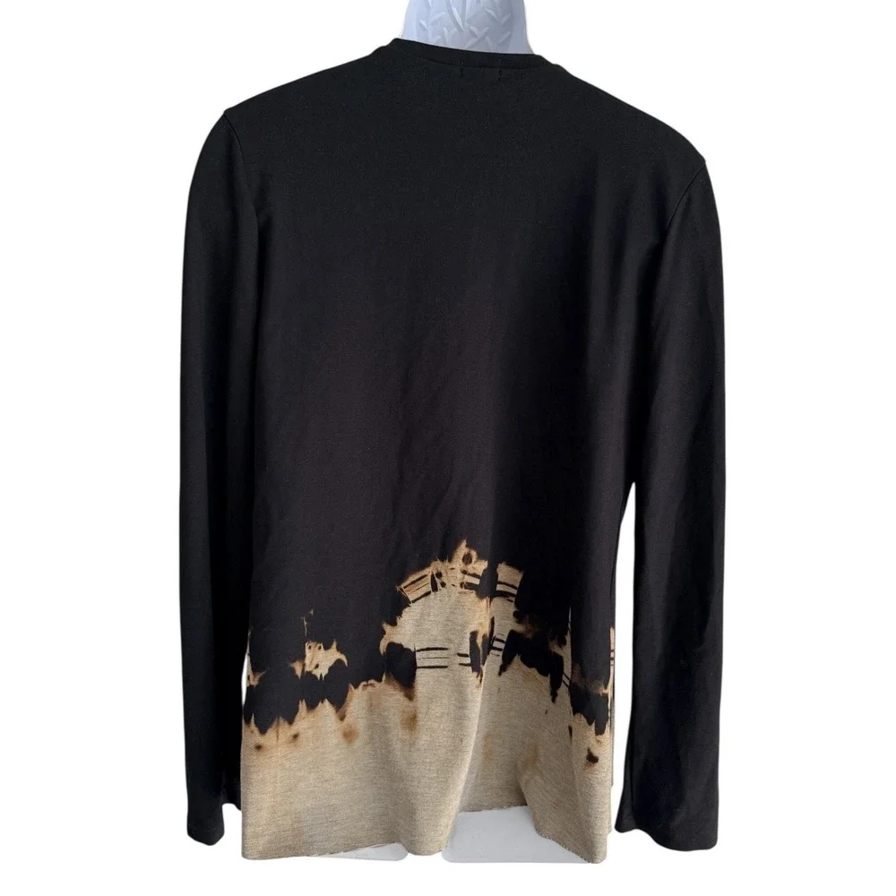 Art of Cloth Women Cardigan Jacket XL Black Abstract Draped Open Front Made USA‎